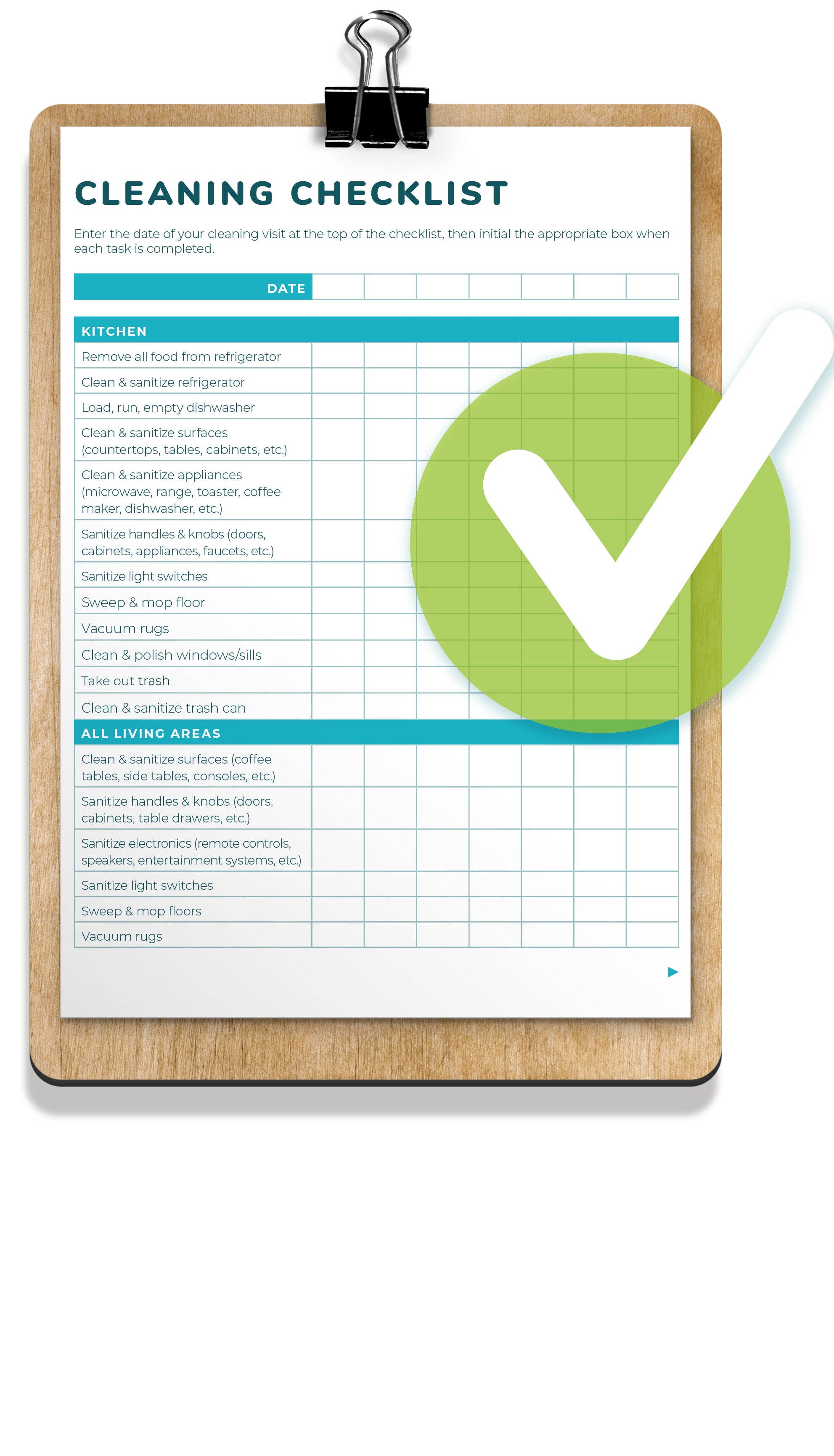 Download Evolve's FREE Vacation Rental Cleaning Checklists